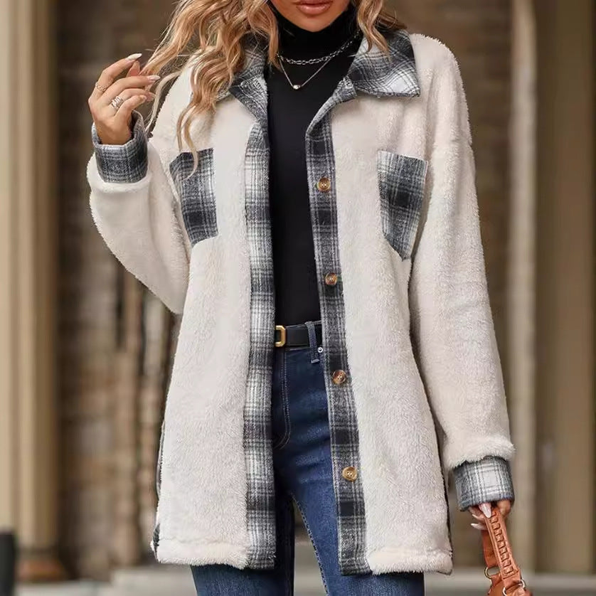 Damen Fleece Jacke mit kariertem Innenfutter Stalluxe