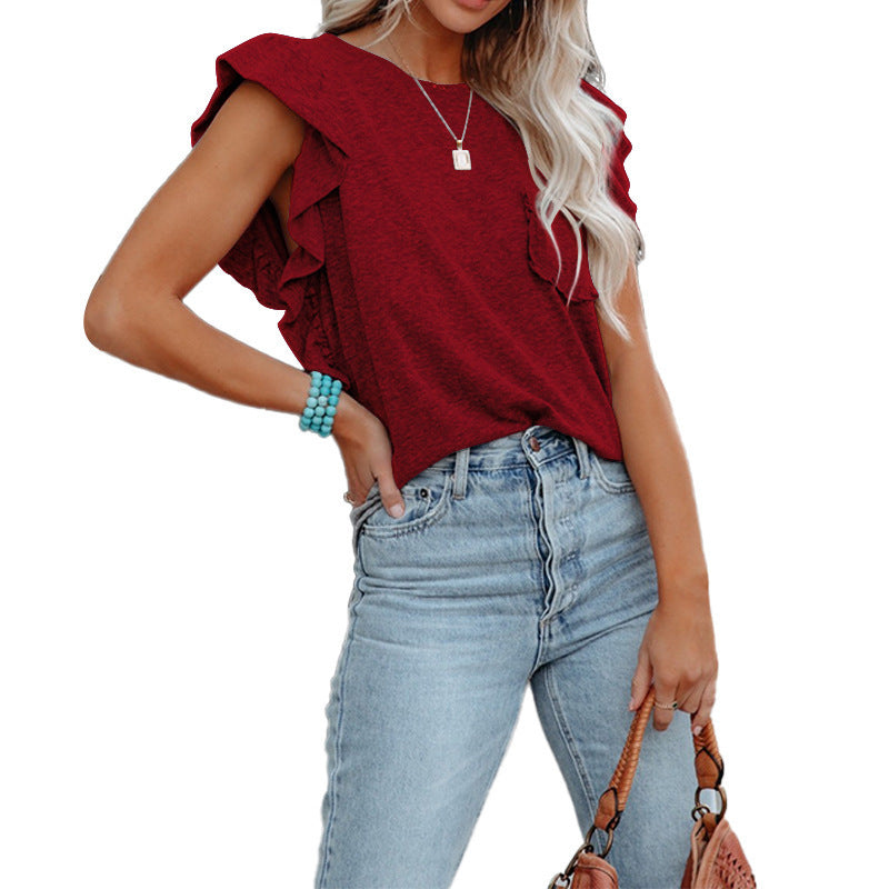 Damen Modische Bluse mit rüschenartigen Ärmeln und lässigem Schnitt Stalluxe