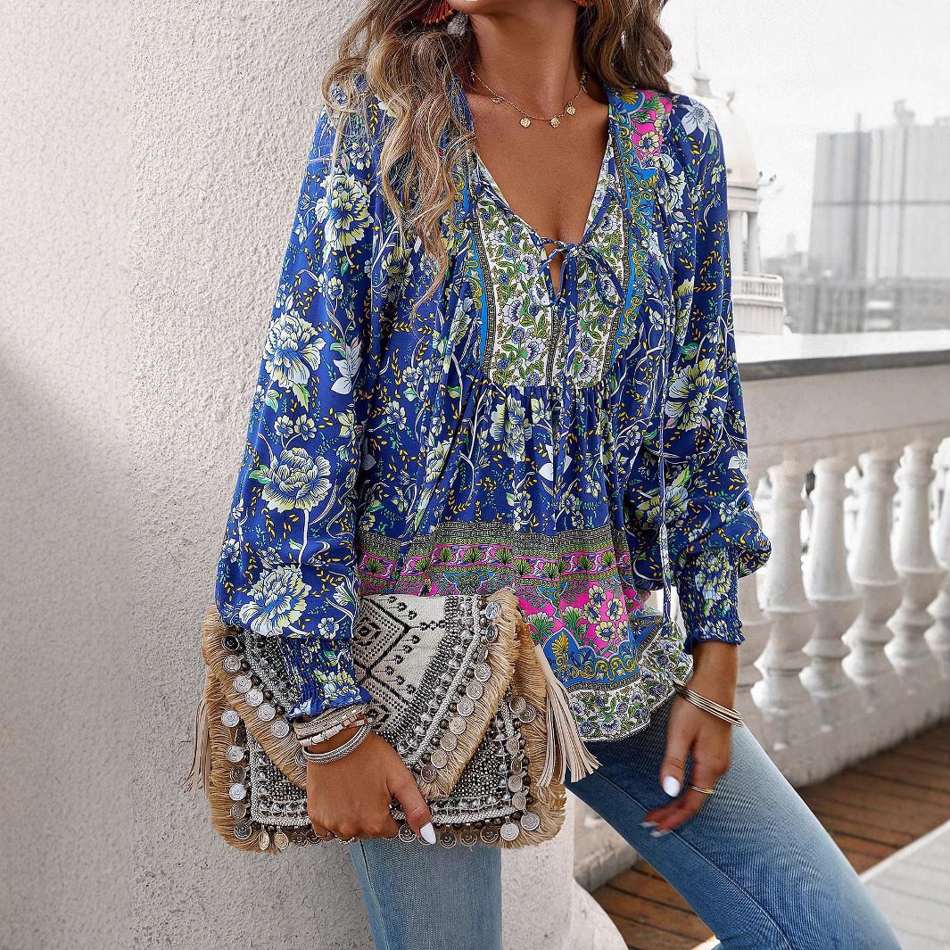 Damen luftige Bluse mit raffiniertem floralem Design und lockerem Schnitt Stalluxe