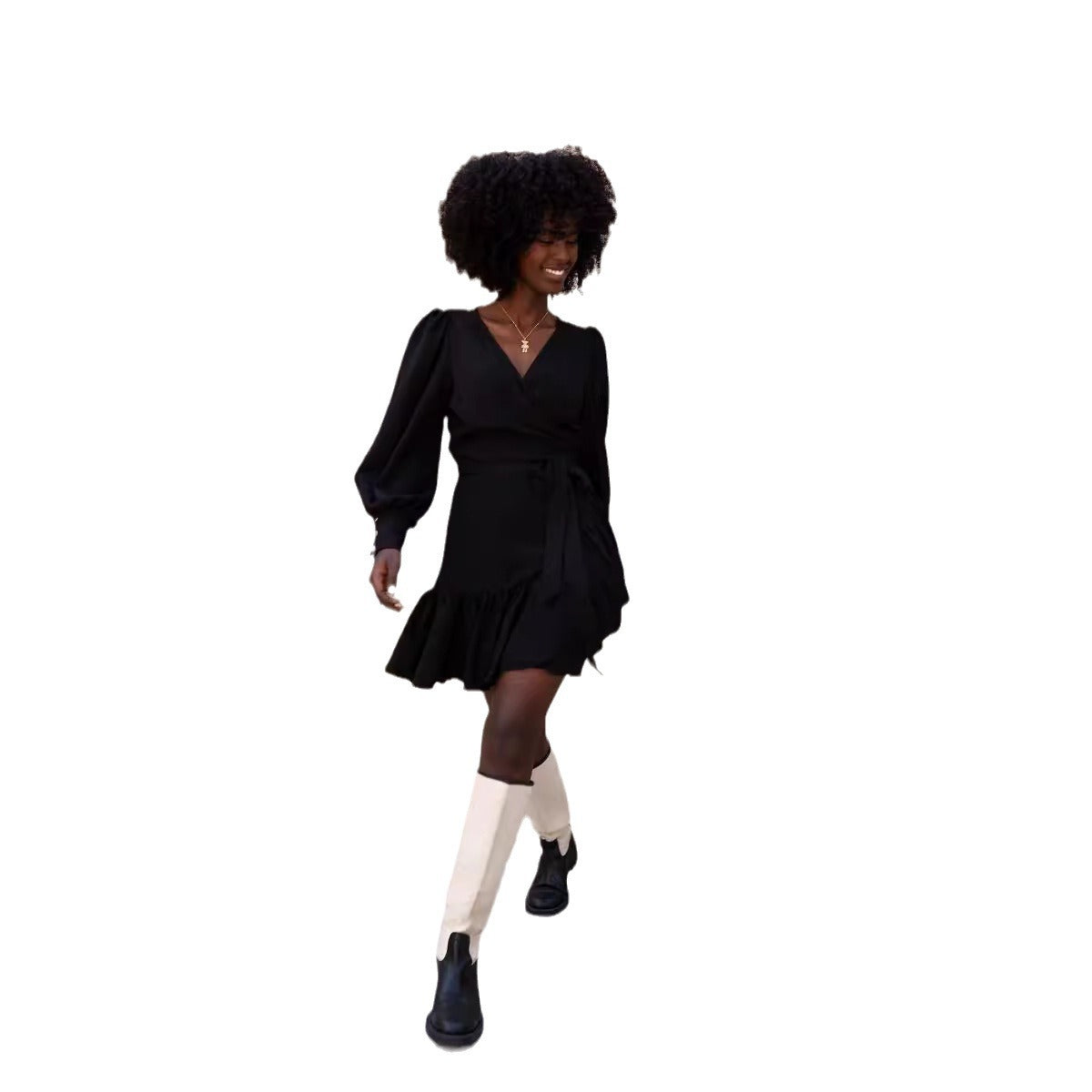 Damen Blusenkleid mit voluminösen Ärmeln und verspieltem Schnitt Stalluxe