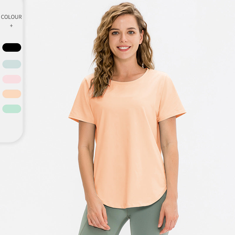 Damen Atmungsaktives Fitness-T-Shirt mit Rundhalsausschnitt und sportlichem Schnitt Stalluxe