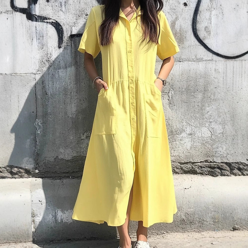 Damen Hemdkleid mit Knopfdetails und praktischen Taschen Stalluxe