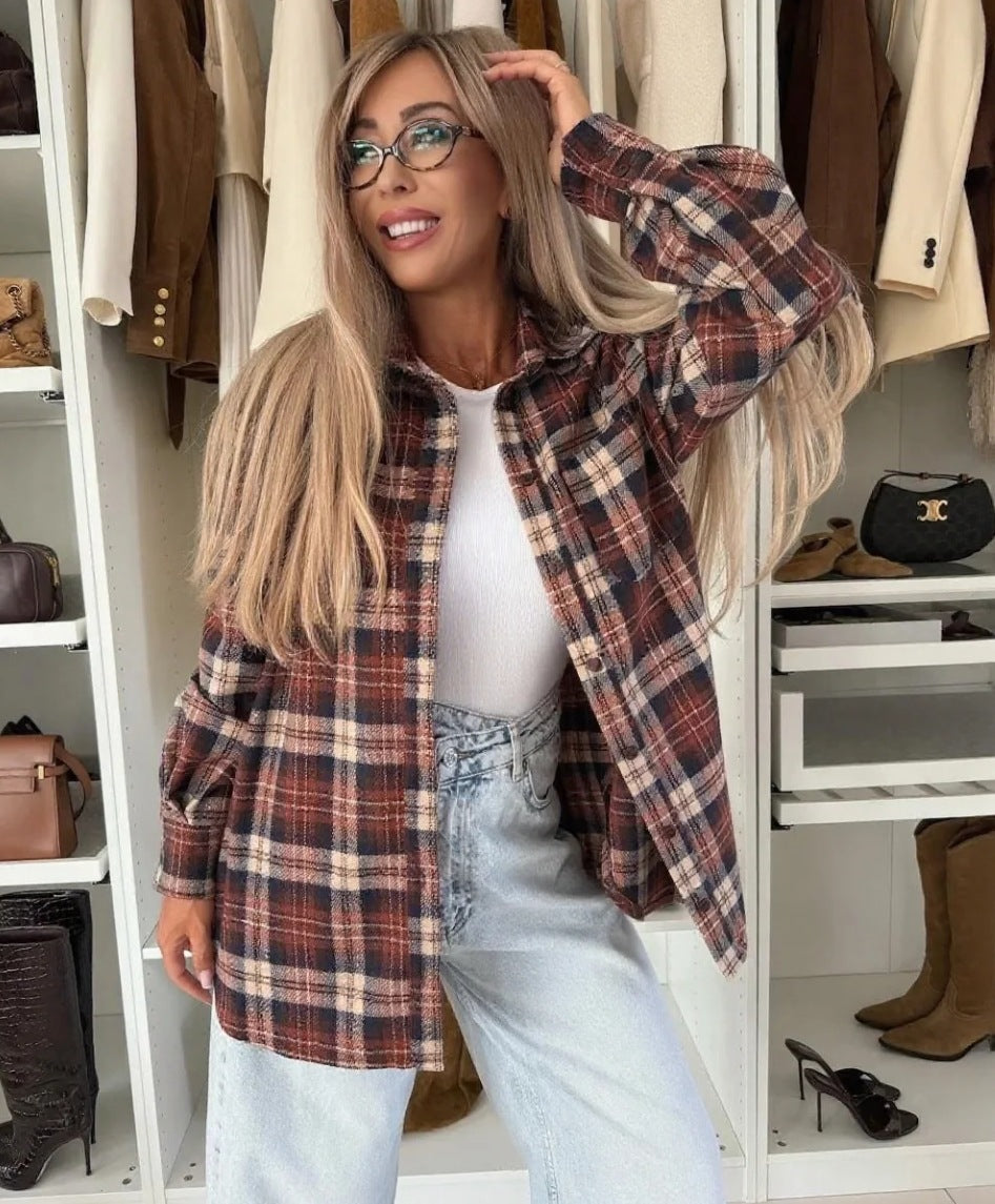 Damen Karierte Overshirt Stalluxe
