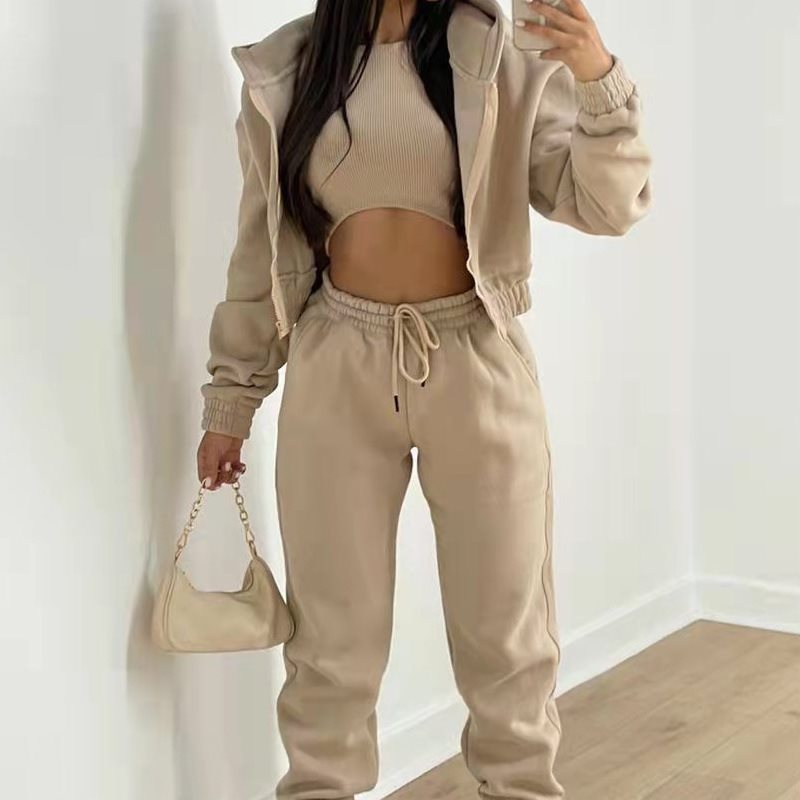 Damen sporty cropped Hoodie und Jogginghose Set Stalluxe