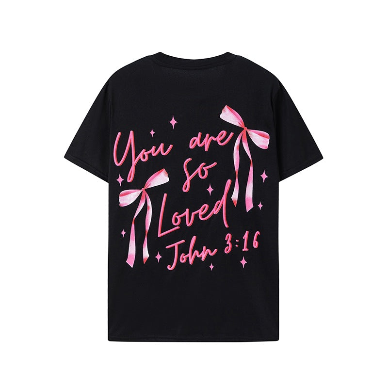 Damen T-Shirt mit kreativem Schriftzug und Rüschen-Details Stalluxe
