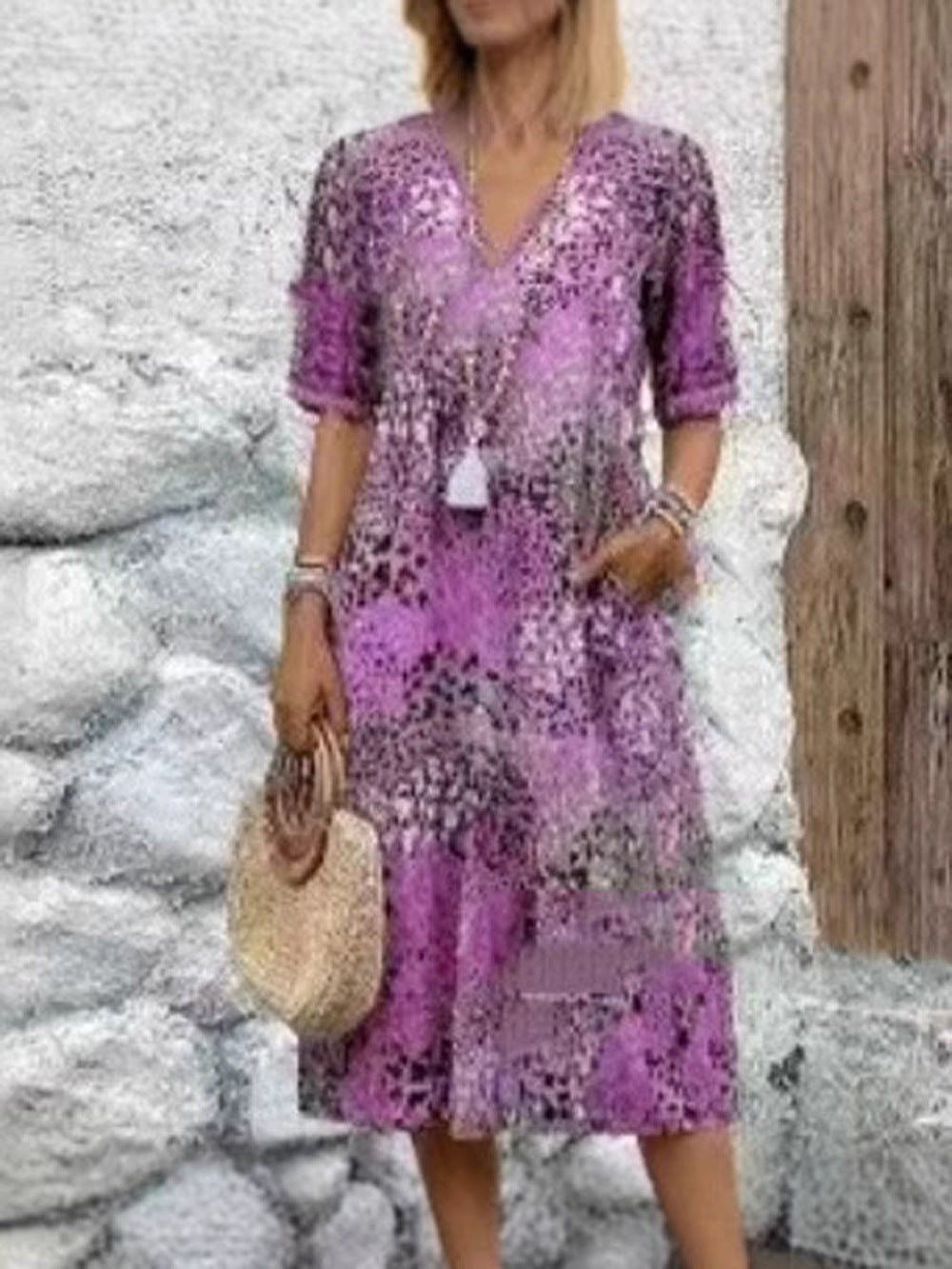 Damen Modisches Freizeitkleid mit floralem Muster und seitlichen Taschen Stalluxe