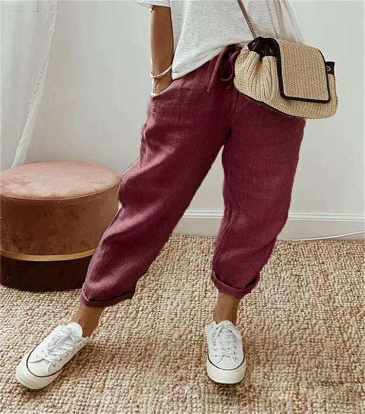 Damen Bequeme und lässige Chino-Hose mit elastischem Bund Stalluxe