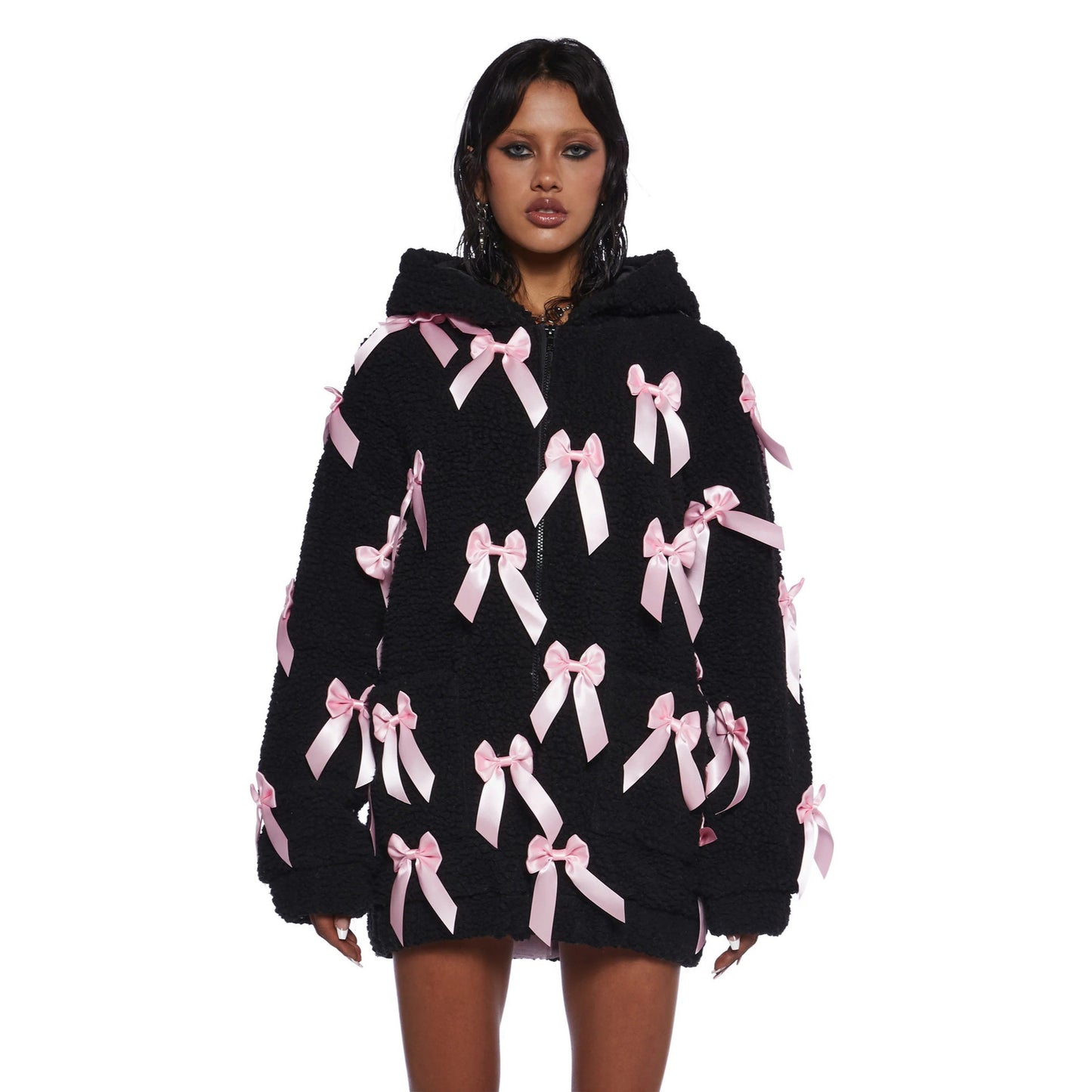 Damen Fleecejacke mit aufwendigen Satinschleifen Stalluxe