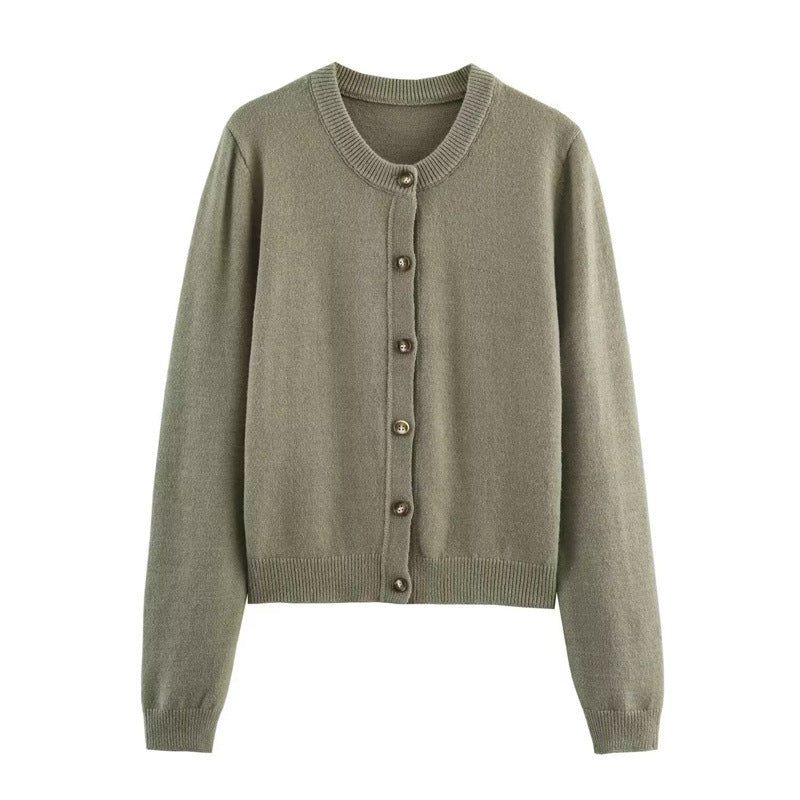 Damen modische Strickjacke mit Rundhalsausschnitt und Knopfdetails Stalluxe