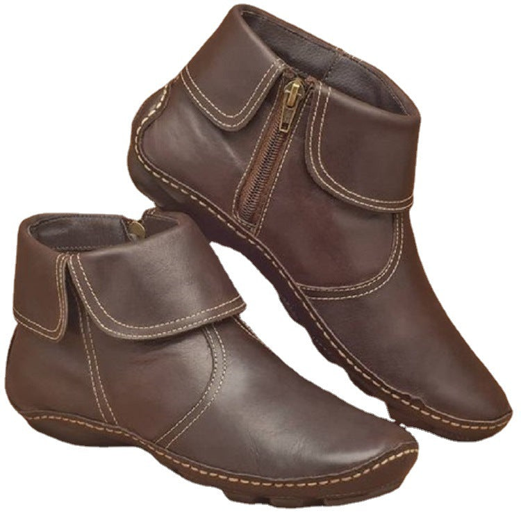 Damen stilvolle Lederstiefeletten mit seitlichem Reißverschluss Stalluxe
