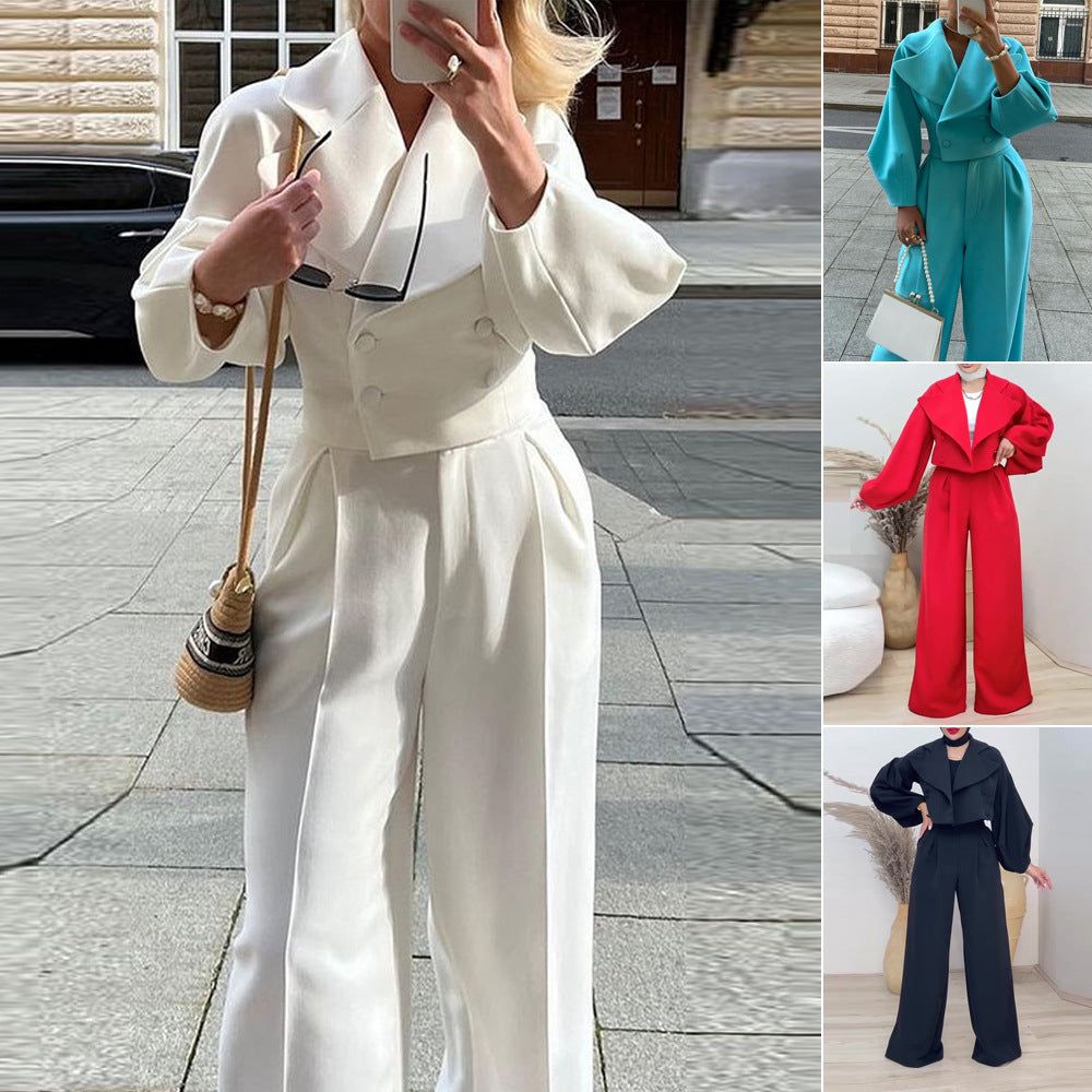 Damen eleganter und taillierter Jumpsuit mit weitem Bein Stalluxe