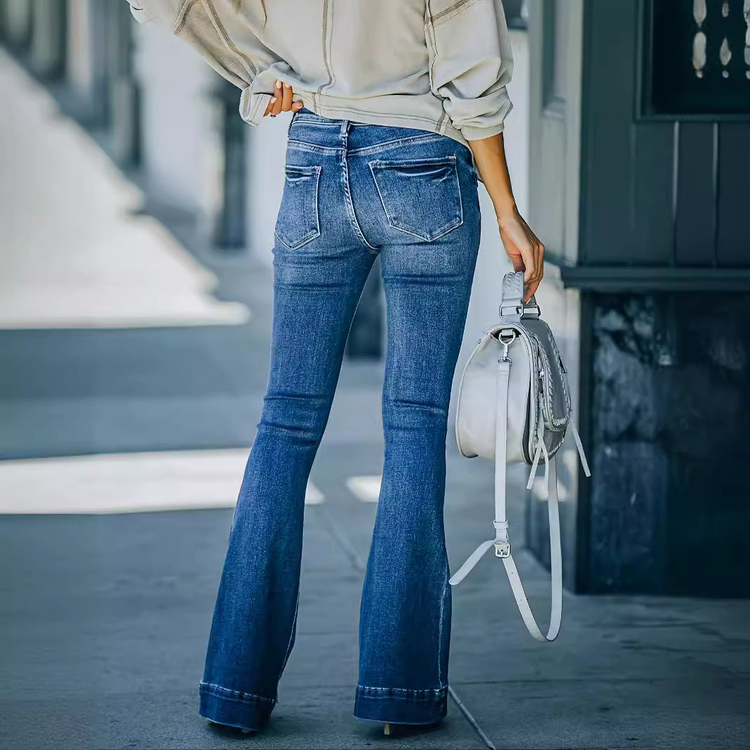Damen Flared Jeans mit hohem Bund und eleganter Waschung Stalluxe