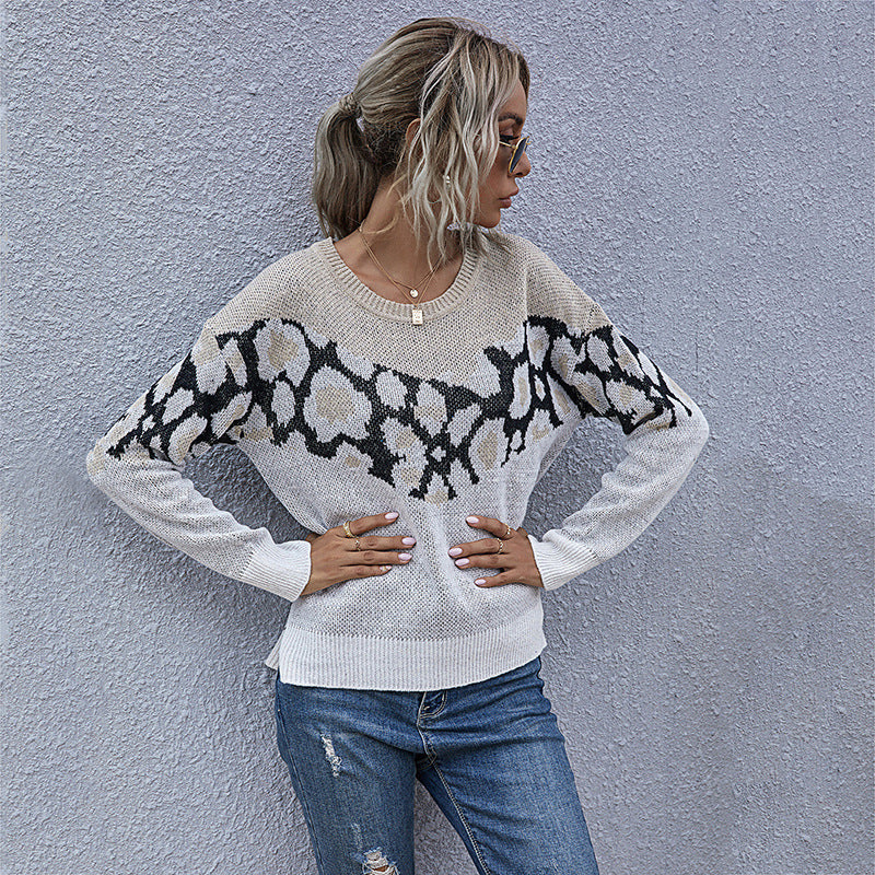 Damen Strickpullover mit modernem grafischen Muster und lässigem Schnitt Stalluxe