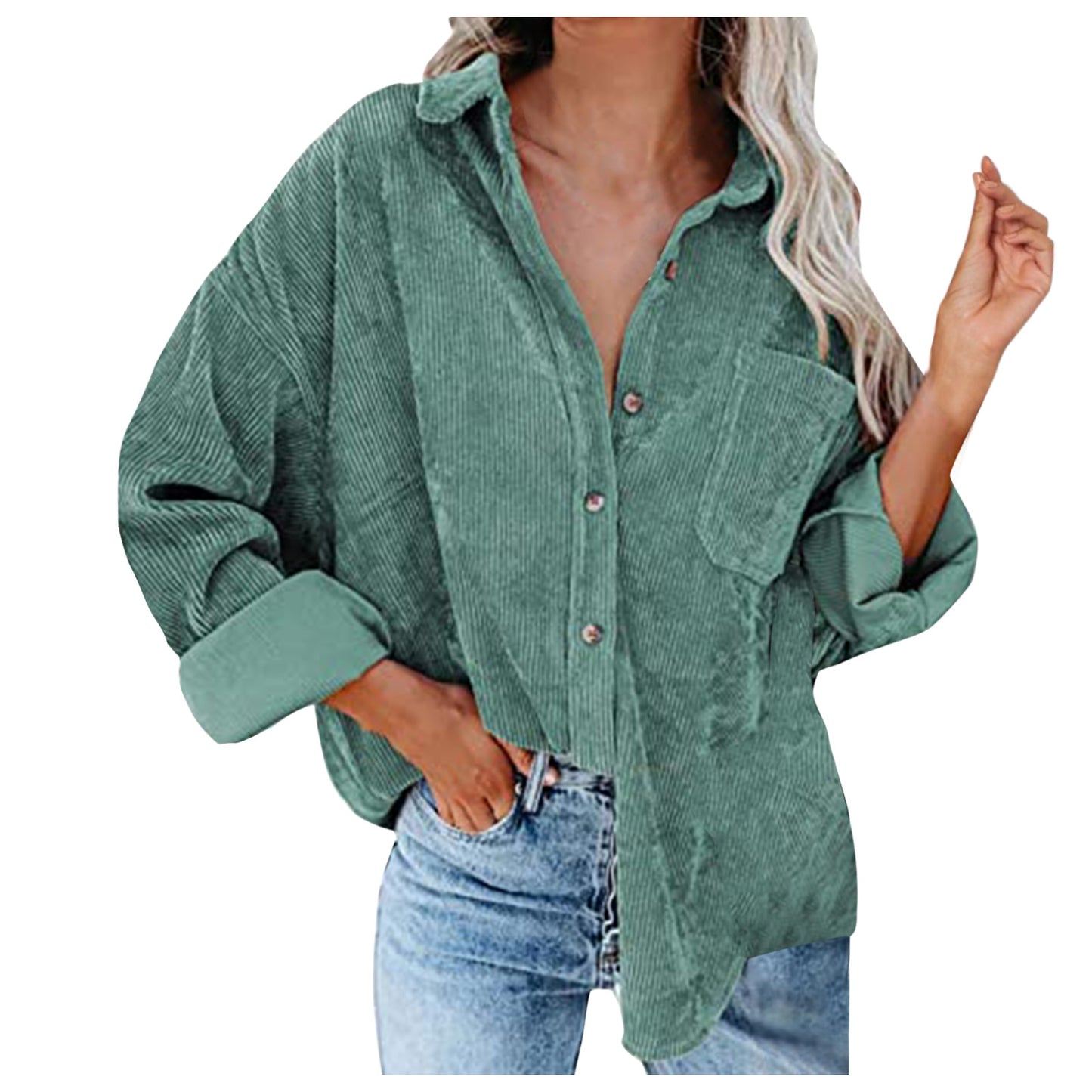 Damen Übergroße Kordbluse Stalluxe