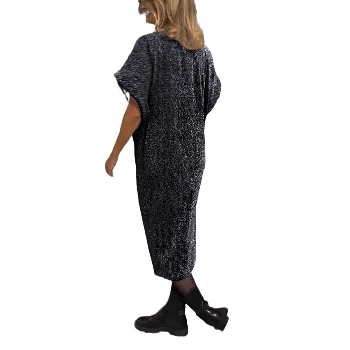 Damen Elegantes Wickelkleid mit strukturiertem Stoff und Taillengürtel Stalluxe