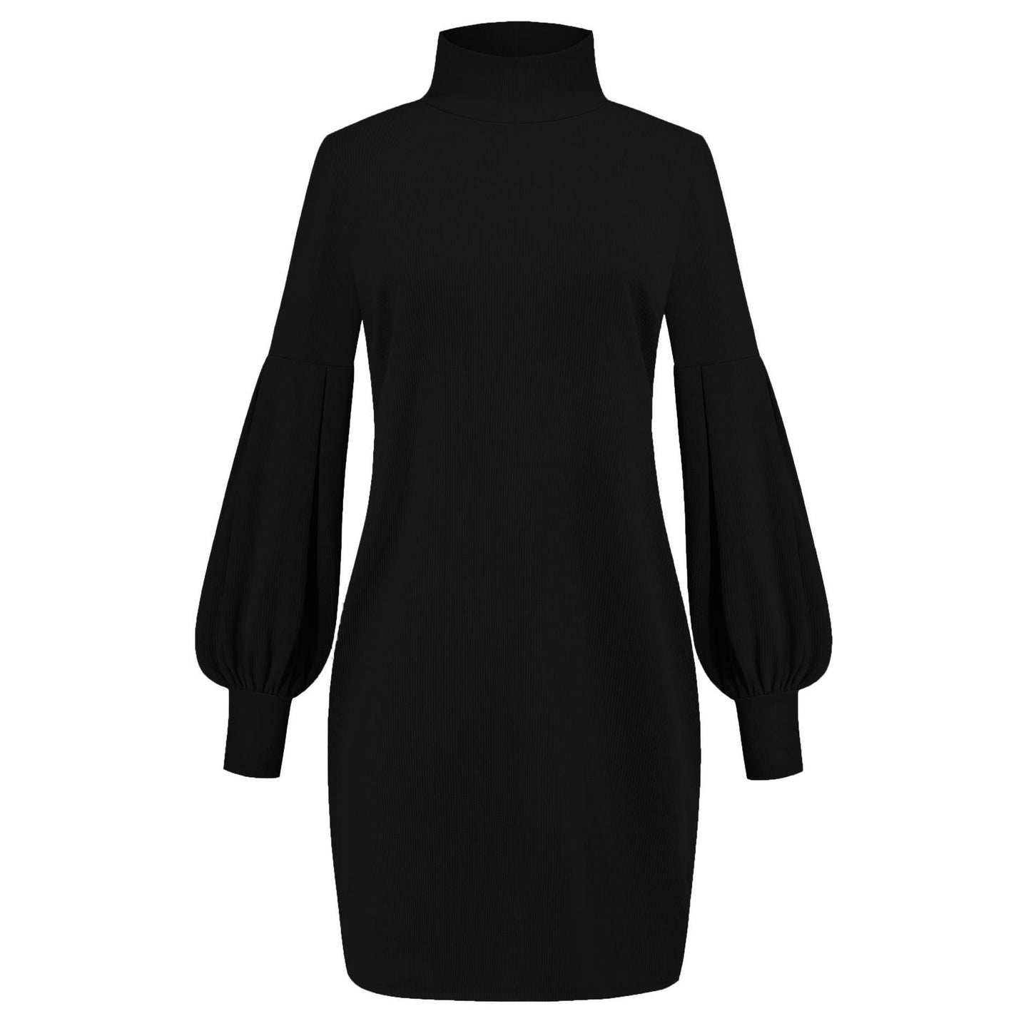 Damen Kleid mit hohem Kragen und voluminösen Ärmeln Stalluxe