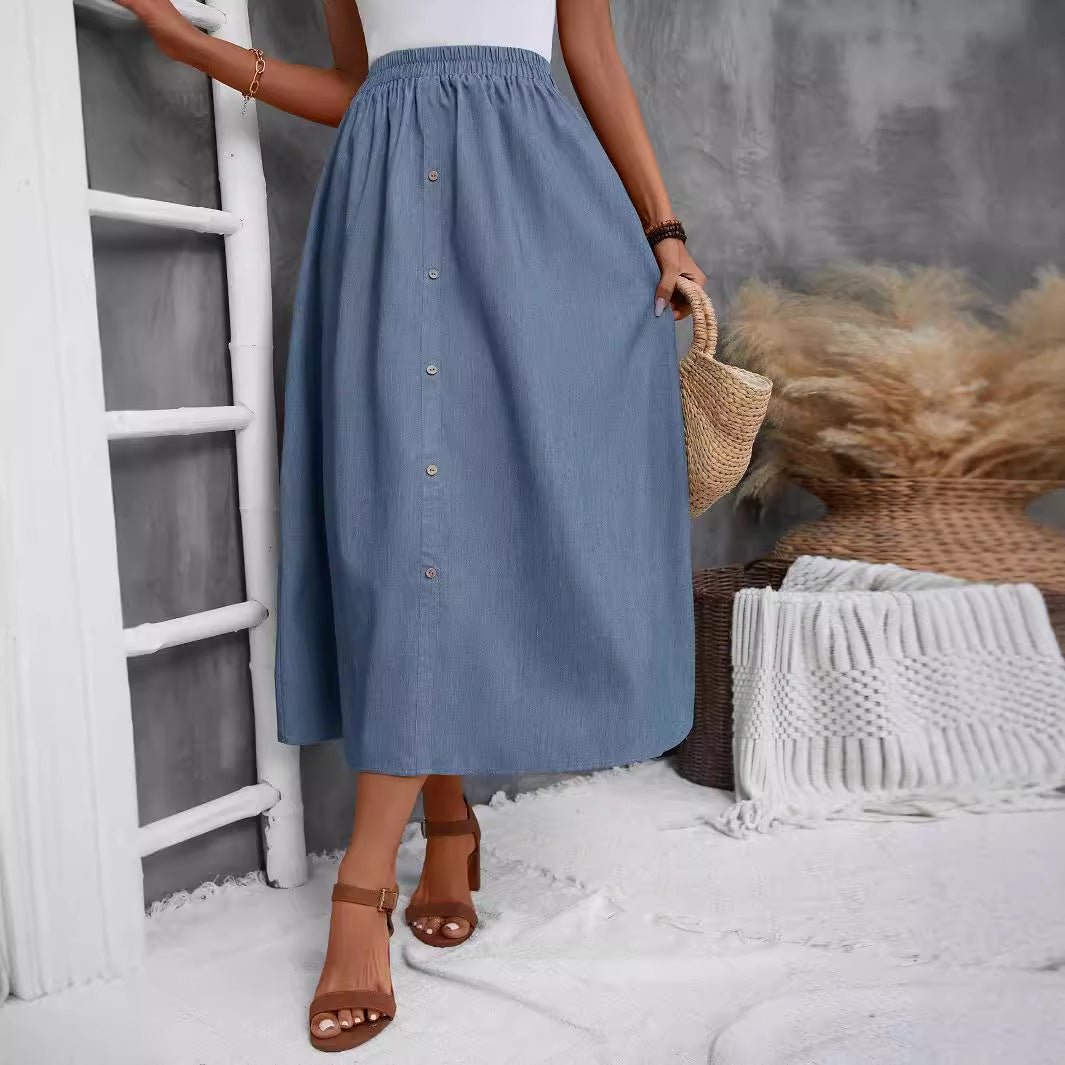 Damen Maxirock mit Knopfleiste Stalluxe