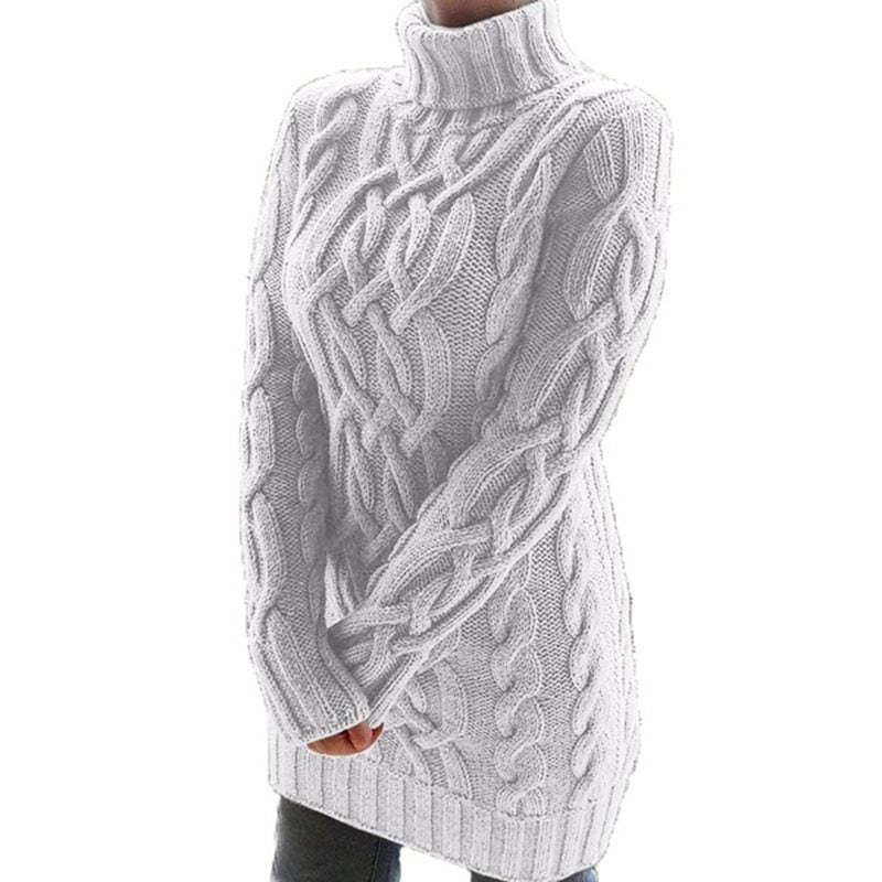 Damen Grobstrickpullover mit hohem Kragen und Zopfmuster Stalluxe