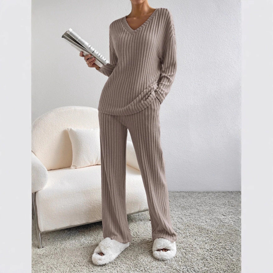 Women's Cozy Striped Lounge Set Stalluxe