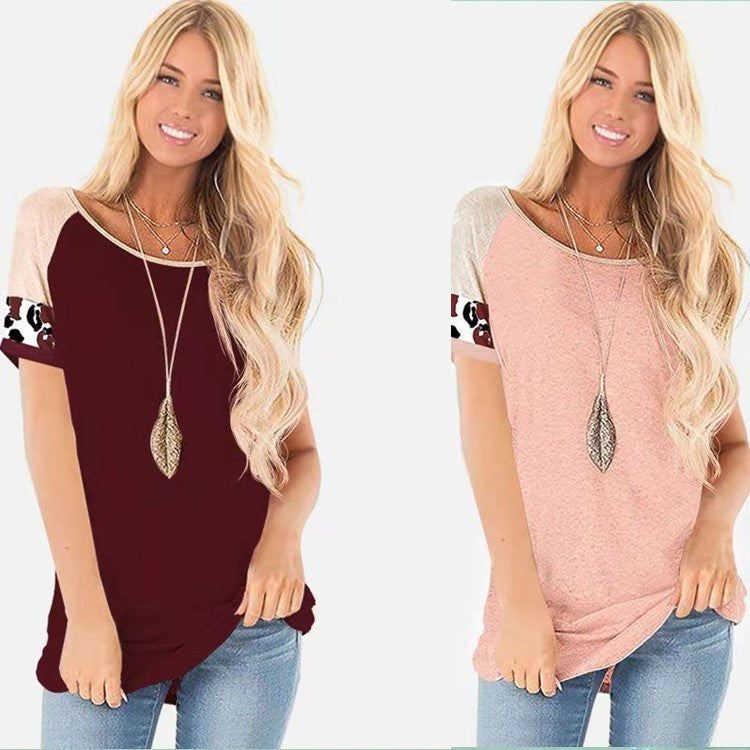 Damen modisches Kurzarm-Oberteil mit buntem Ärmel-Design Stalluxe