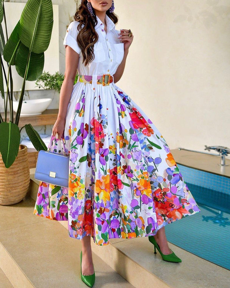 Damen Maxi-Kleid mit floralen Mustern und tailliertem Schnitt Stalluxe