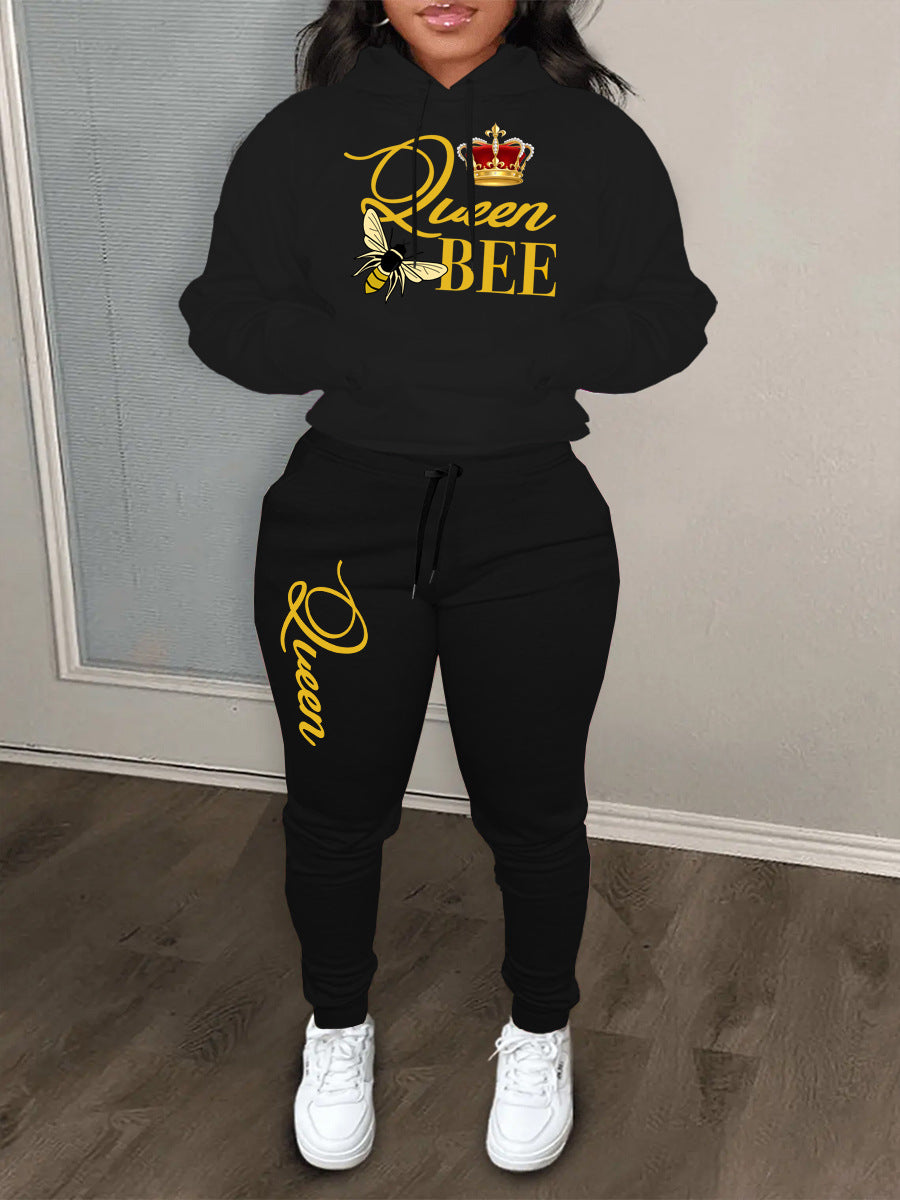 Damen Hoodie und Jogginghose Set mit kreativem "Queen Bee" Design Stalluxe