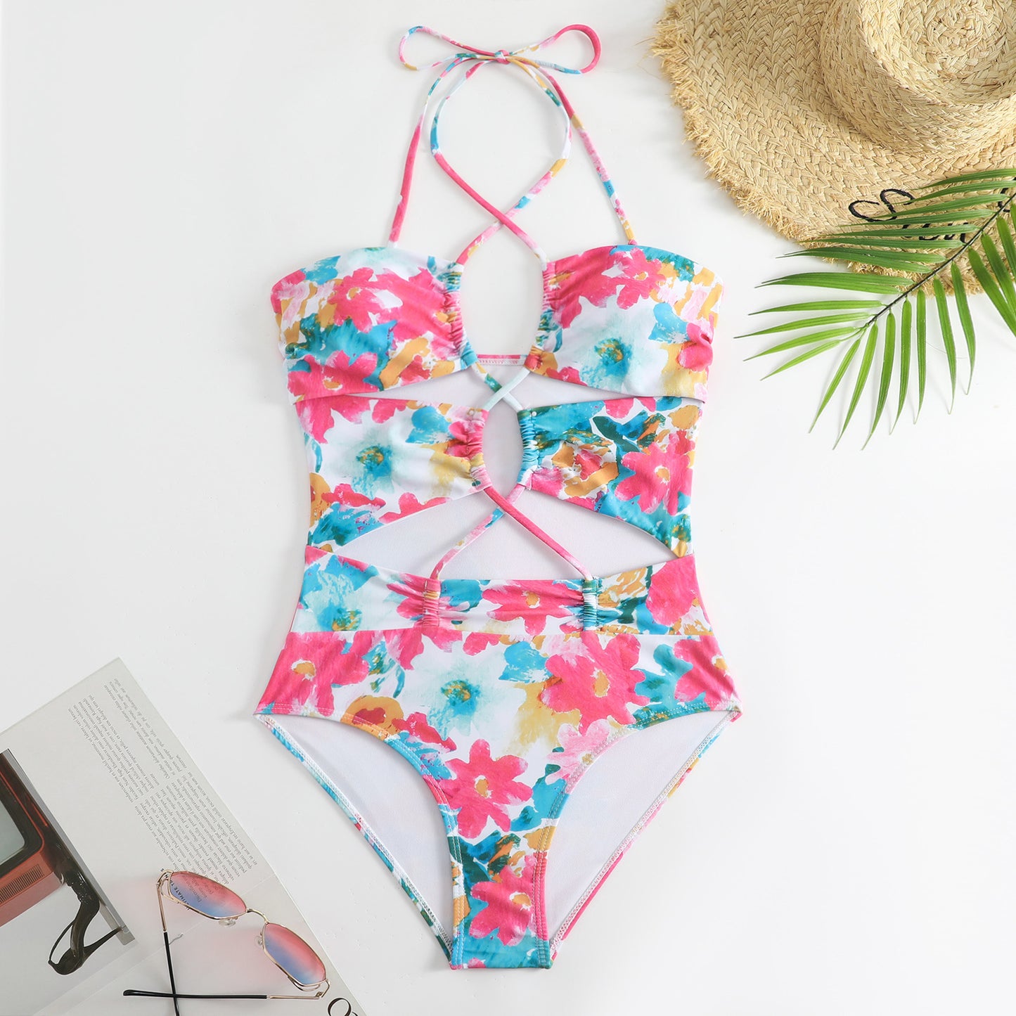 Damen Badeanzug und Maxirock Set mit floralem Design Stalluxe