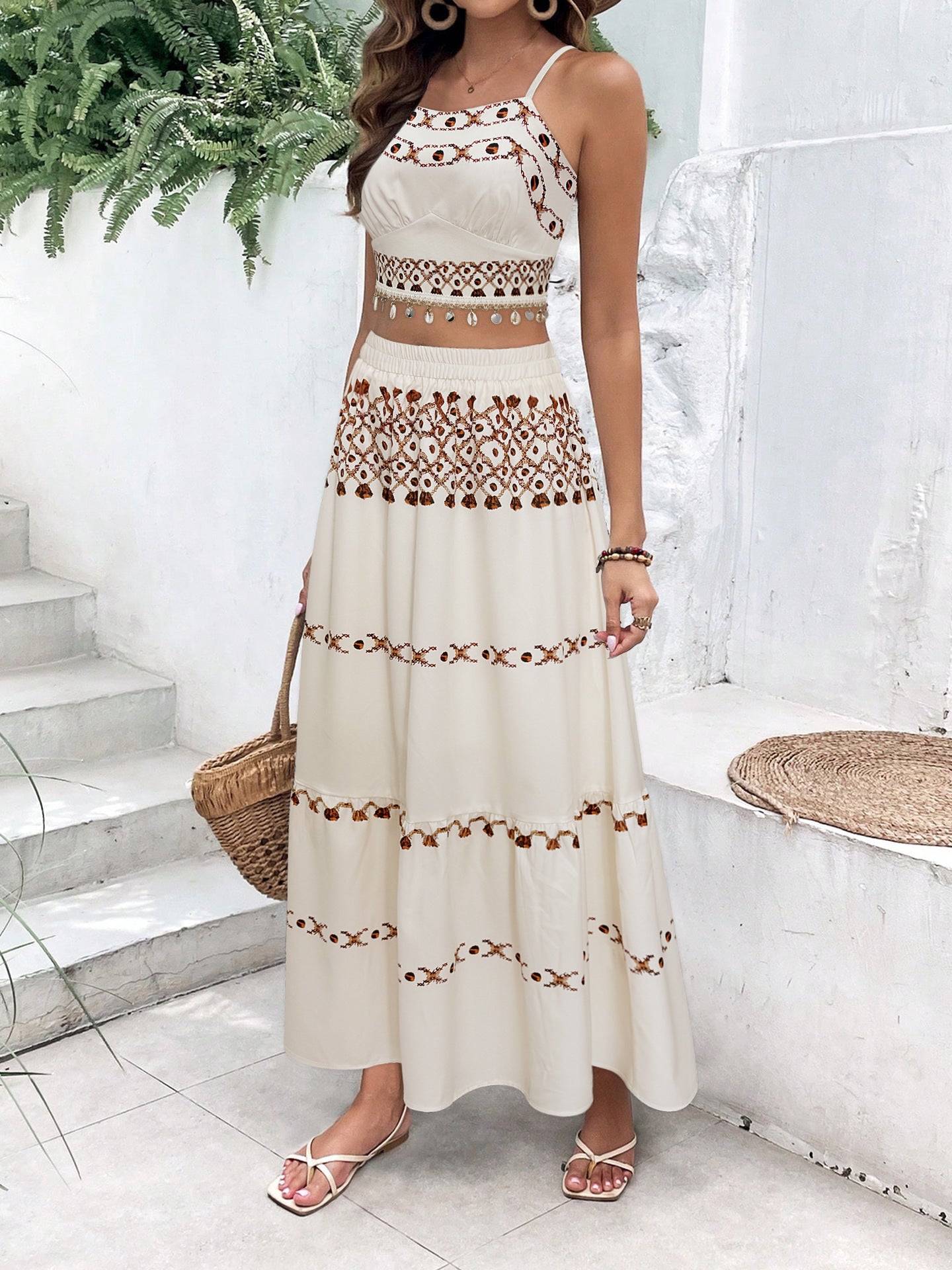 Damen Maxikleid mit zartem Stickmuster und luftiger Silhouette Stalluxe