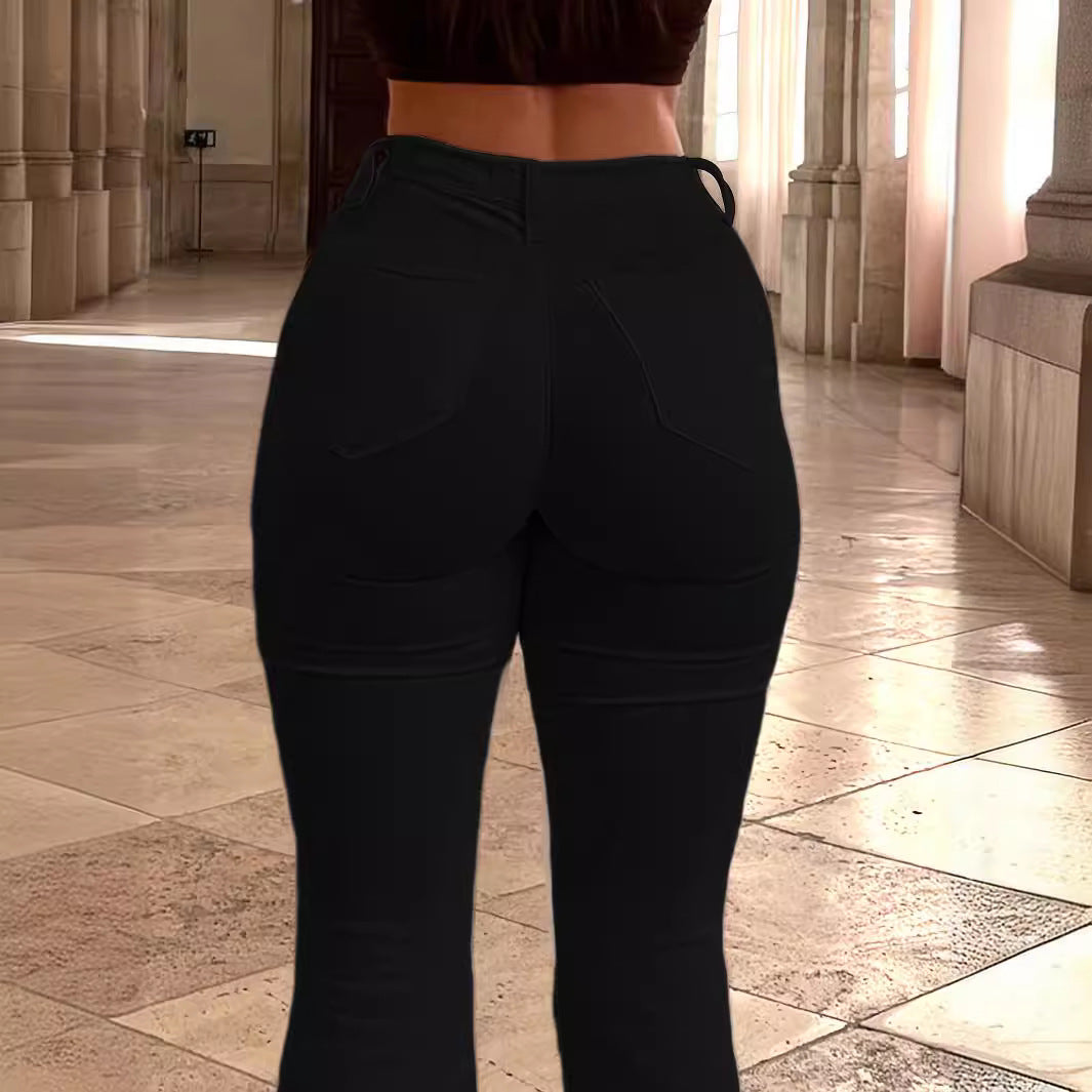 Damen Flared Jeans mit hohem Bund und figurformendem Schnitt Stalluxe