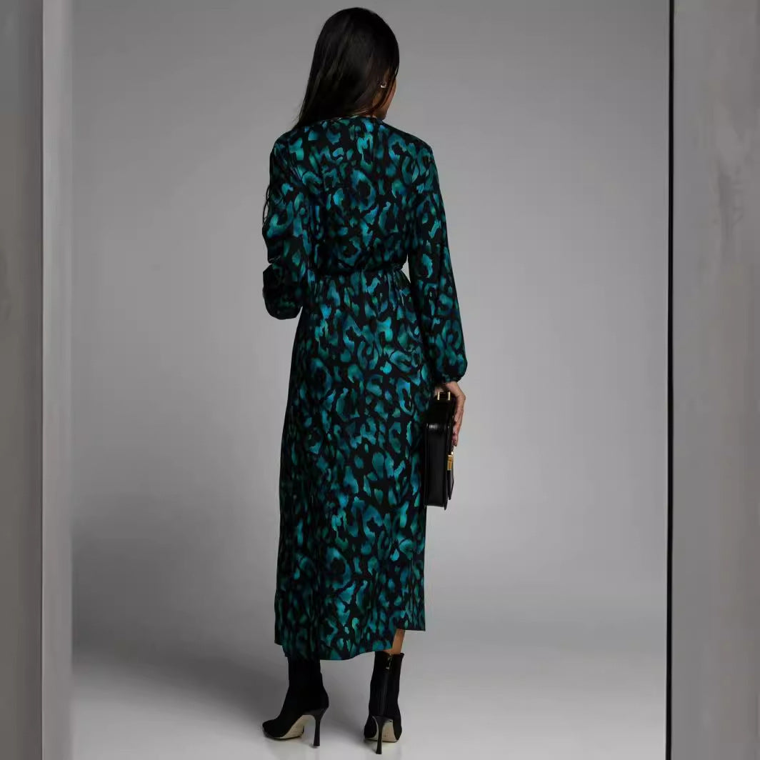 Damen Maxikleid mit tiefem Schlitz und Bindegürtel Stalluxe