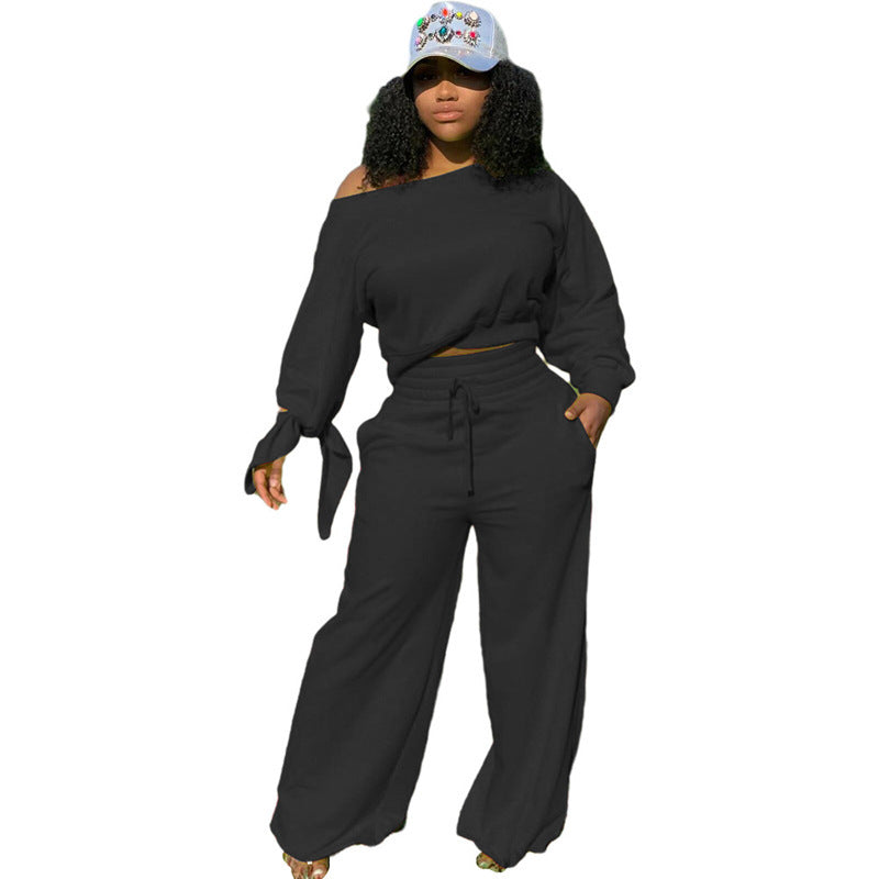 Damen lässiges Set aus weit geschnittenem Oberteil und Jogginghose mit flexibler Taille Stalluxe