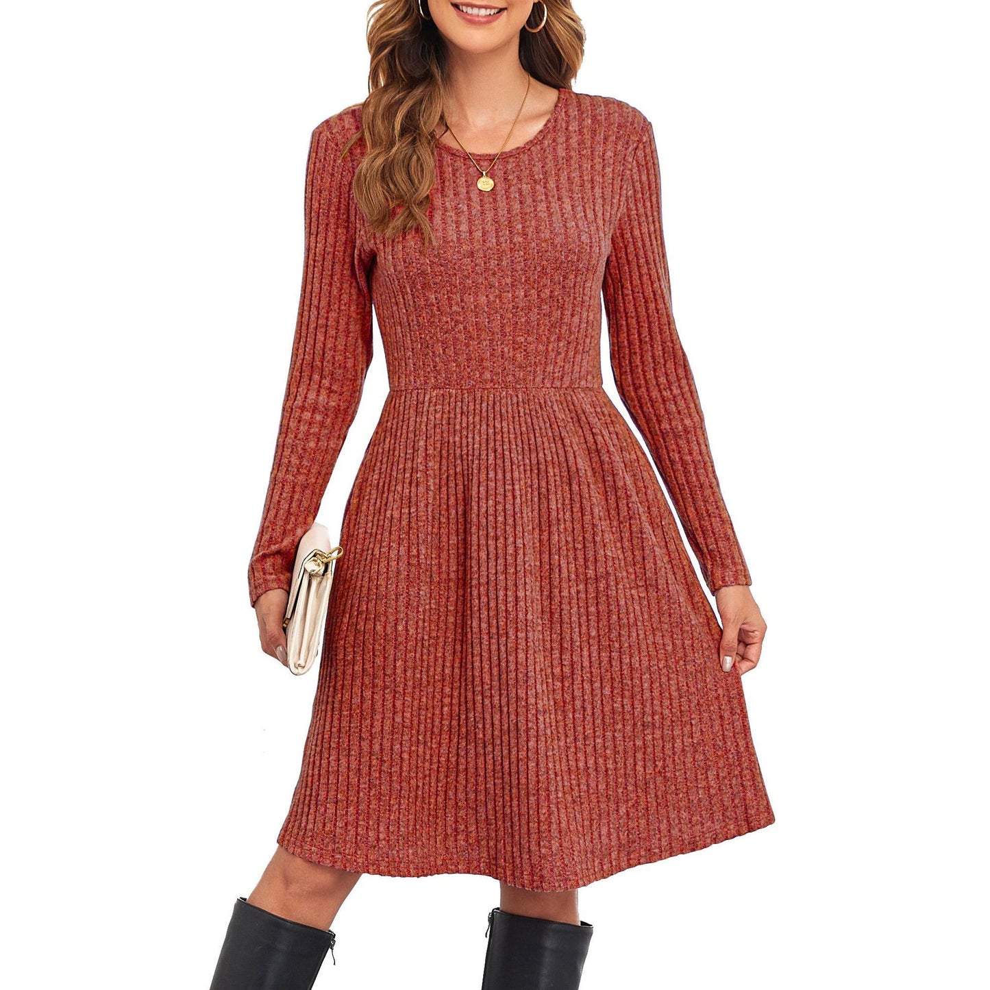 Damen Strickkleid mit lässigem Schnitt und feinem Streifenmuster Stalluxe