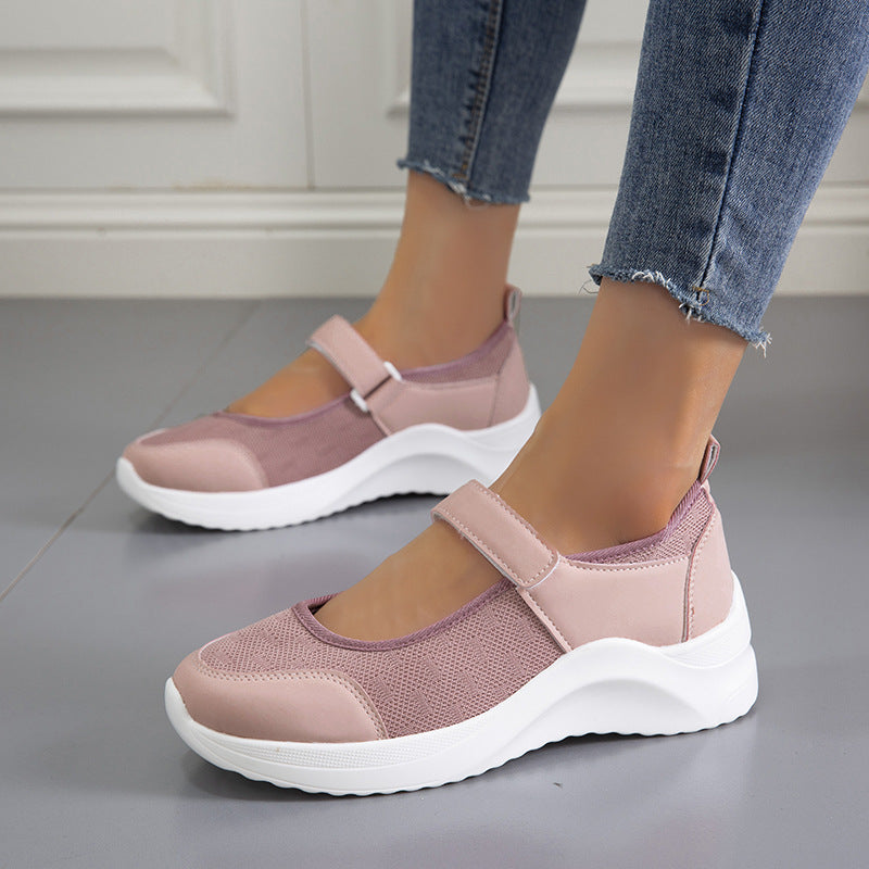 Damen Komfortable Schnürschuhe mit Klettverschluss und atmungsaktiver Netzoberfläche Stalluxe