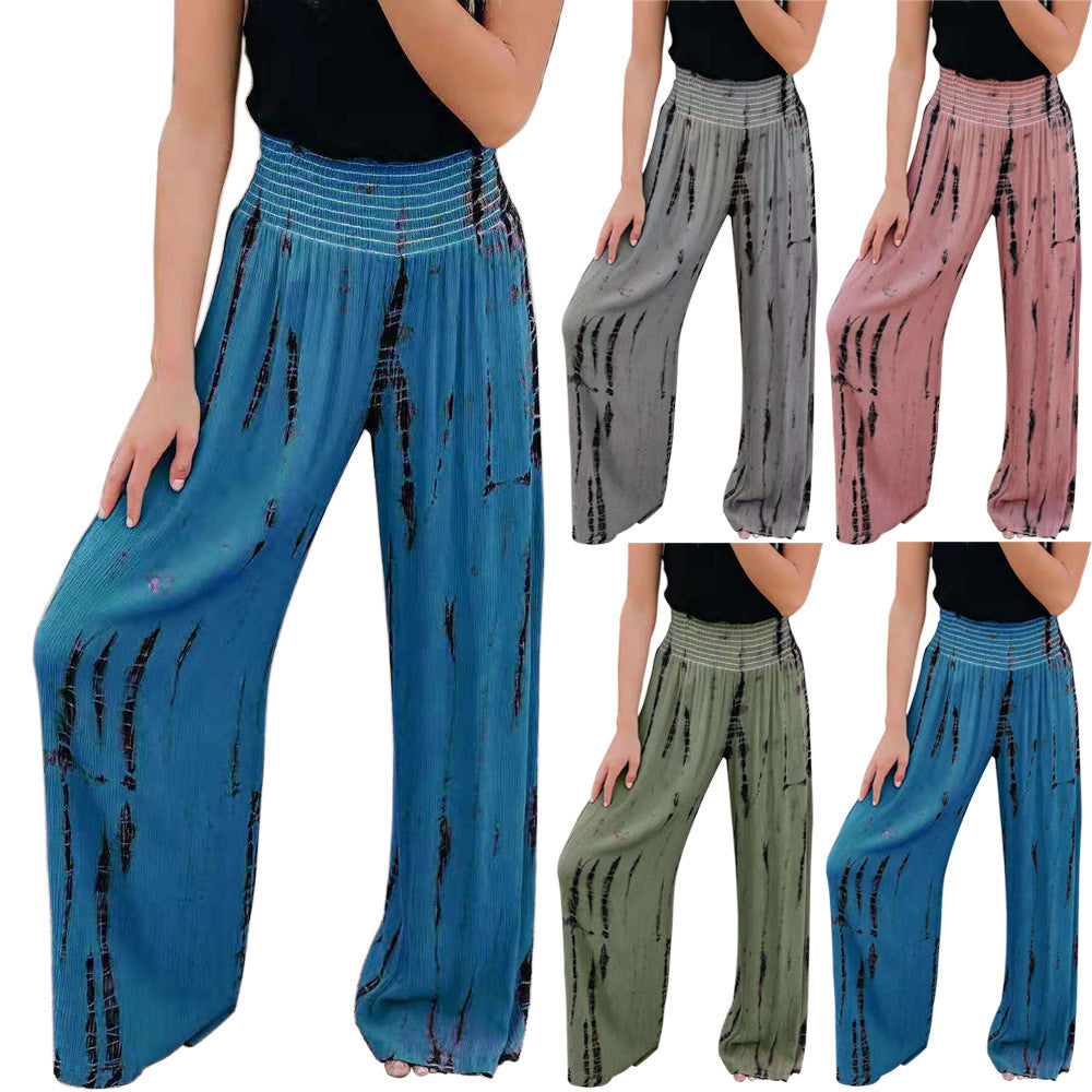 Damen Weit geschnittene Palazzo-Hose mit elastischem Bund und modischem Print Stalluxe