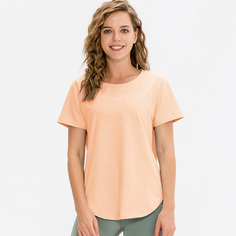 Damen Atmungsaktives Fitness-T-Shirt mit Rundhalsausschnitt und sportlichem Schnitt Stalluxe