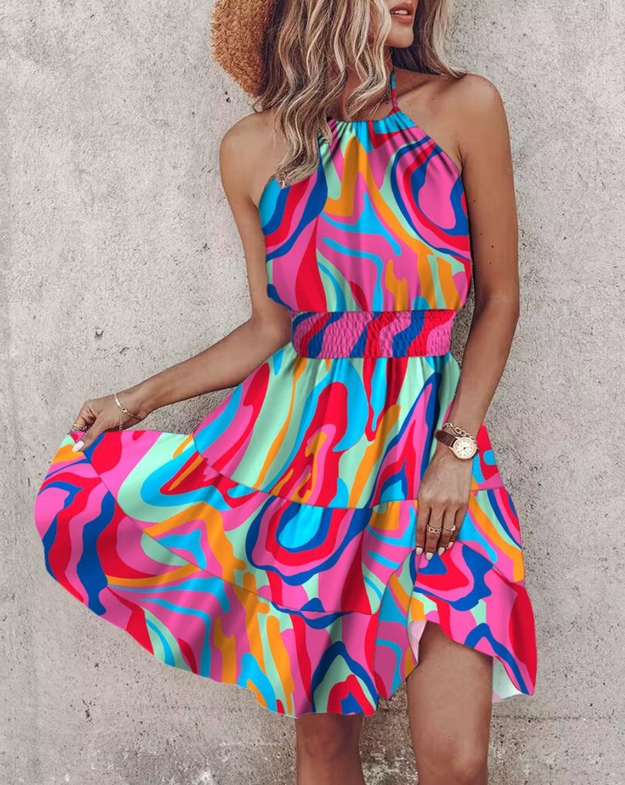 Damen Sommerkleid mit exklusivem Farbverlauf und elastischer Taillenpartie Stalluxe