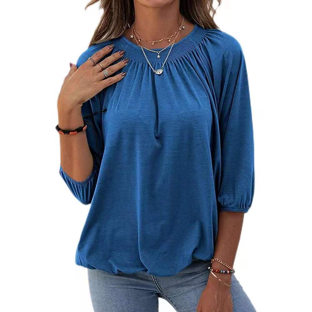 Damen leichtes Blusenshirt mit romantischem Puffärmel und lässigem Schnitt Stalluxe