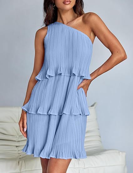 Damen asymmetrisches Flatterkleid mit Rüschendetails Stalluxe