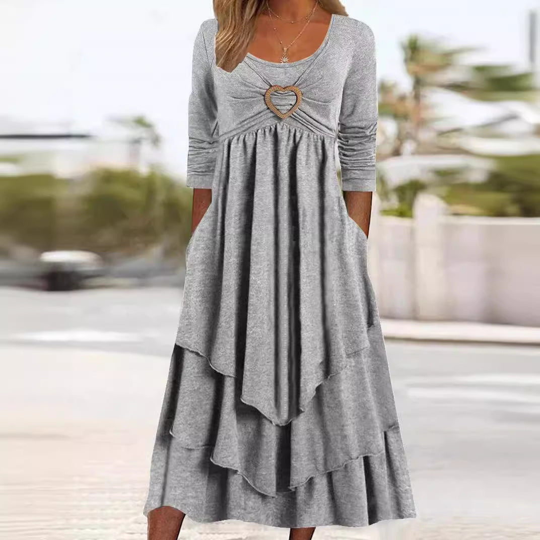 Damen lässiges Maxikleid mit bezauberndem Herzdetail und praktischen Taschen Stalluxe