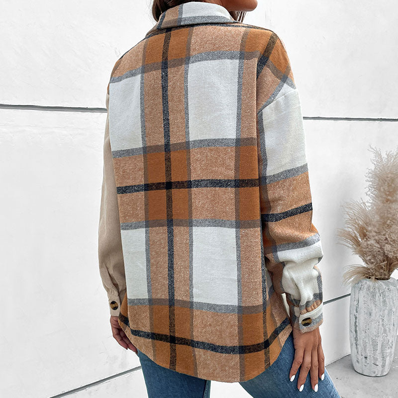 Damen Flanelljacke mit auffälligem Karomuster und bequemen Knöpfen Stalluxe