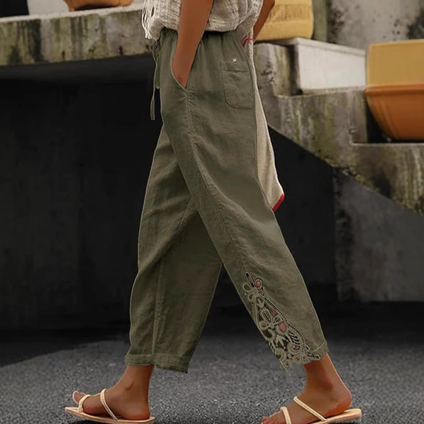 Damen Freizeithose mit aufwendigen Stickereien Stalluxe