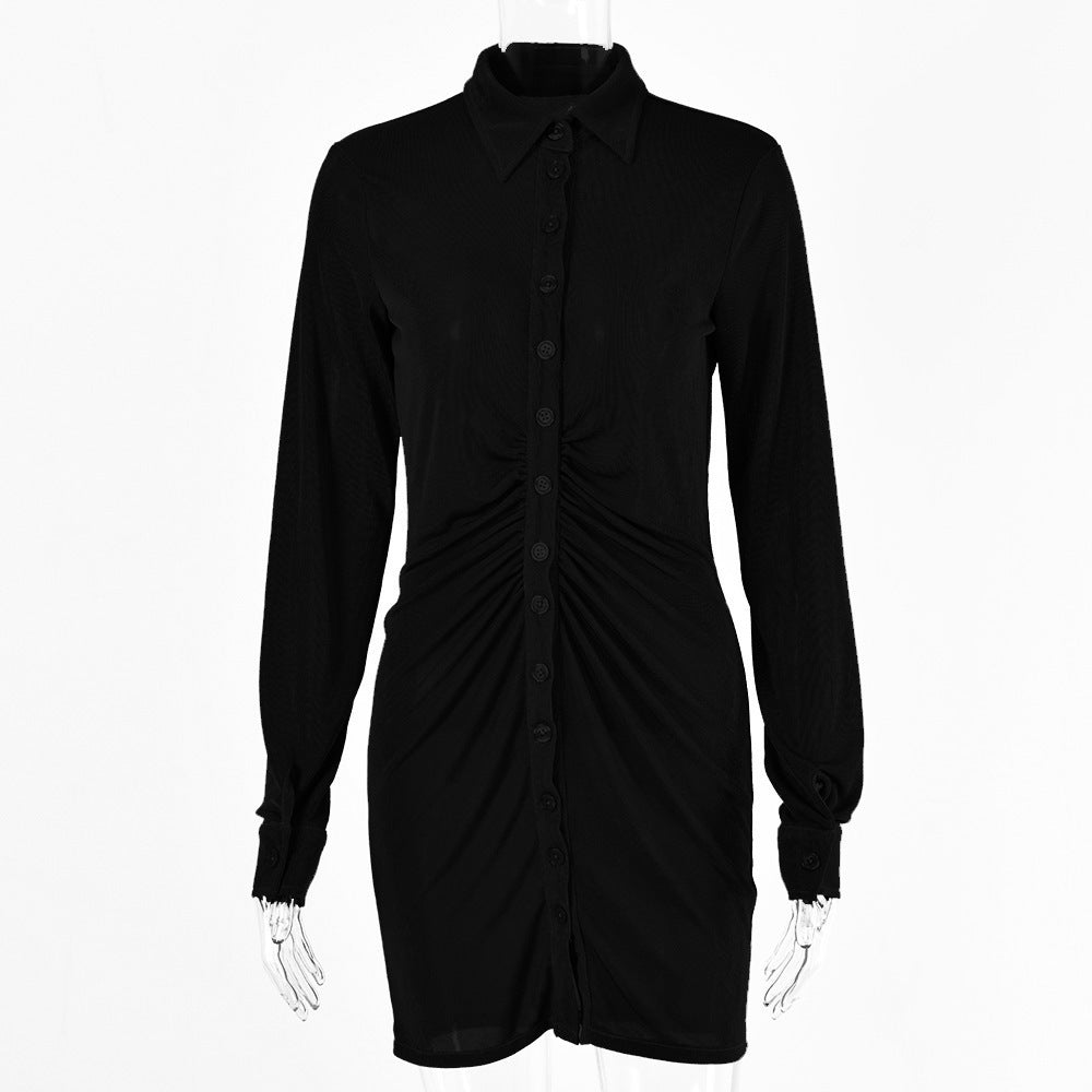 Damen Knielanges Hemdkleid mit Knopfleiste und Raffungen Stalluxe