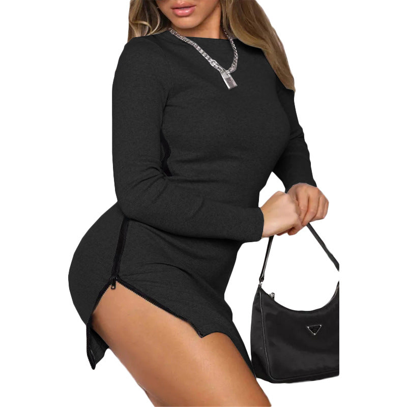 Damen Figurbetontes Kleid mit Seitenschlitzen und Langarm Stalluxe
