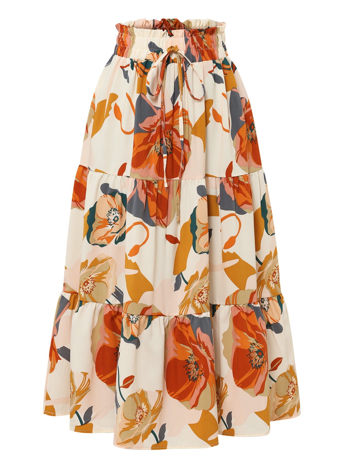 Damen Maxirock mit voluminösen Rüschen und floralem Print Stalluxe