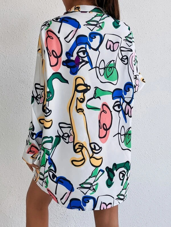 Damen Hemdblusenkleid im modernen Kunstdesign Stalluxe