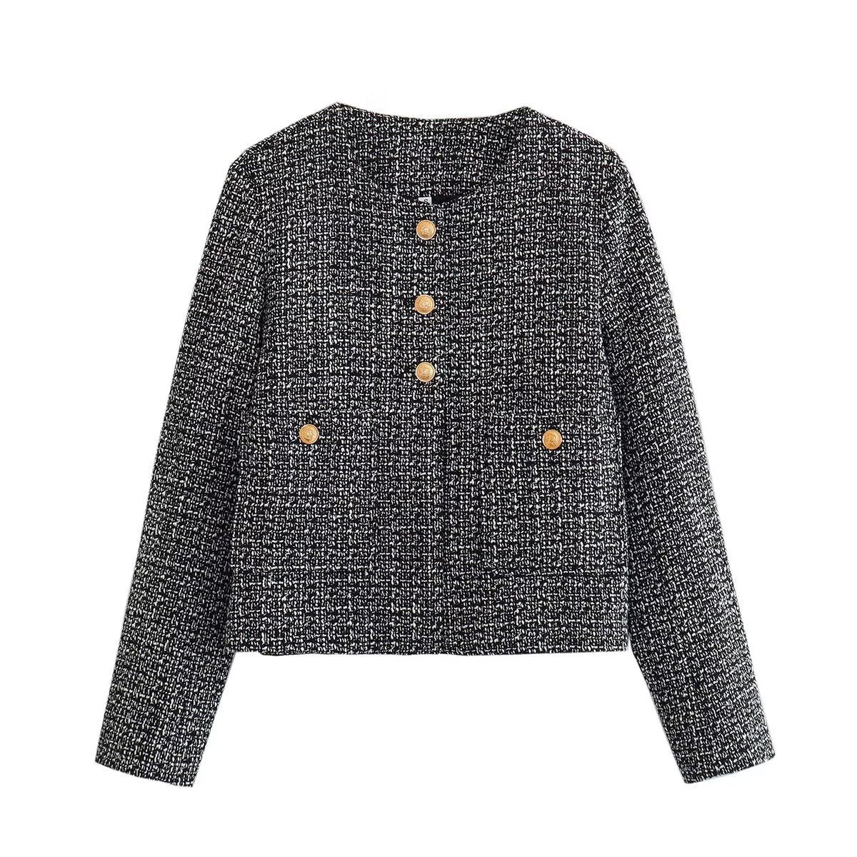 Damen Elegante Kurzjacke mit Knopfverschlüssen und aufgesetzten Taschen Stalluxe