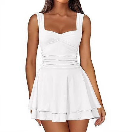 Damen Skaterkleid mit gerafftem Oberteil und ausgestelltem Rock Stalluxe