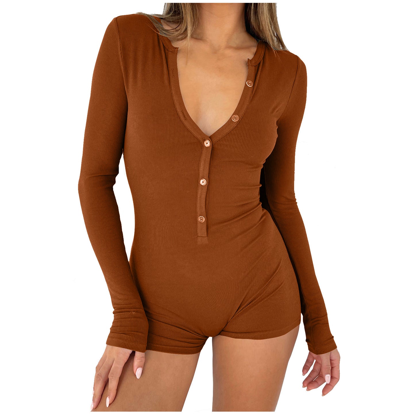 Damen Langarmbody mit Knopfleiste Stalluxe