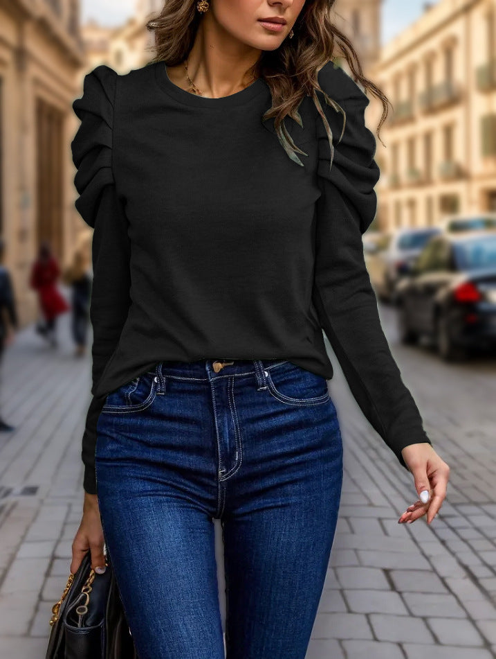 Damen modisches Langarmshirt mit Rüschenärmeln Stalluxe