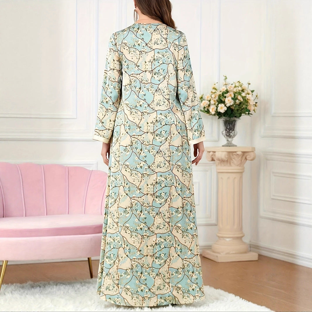 Damen Maxikleid mit kunstvollem Blumenmuster und Knopfdetails Stalluxe